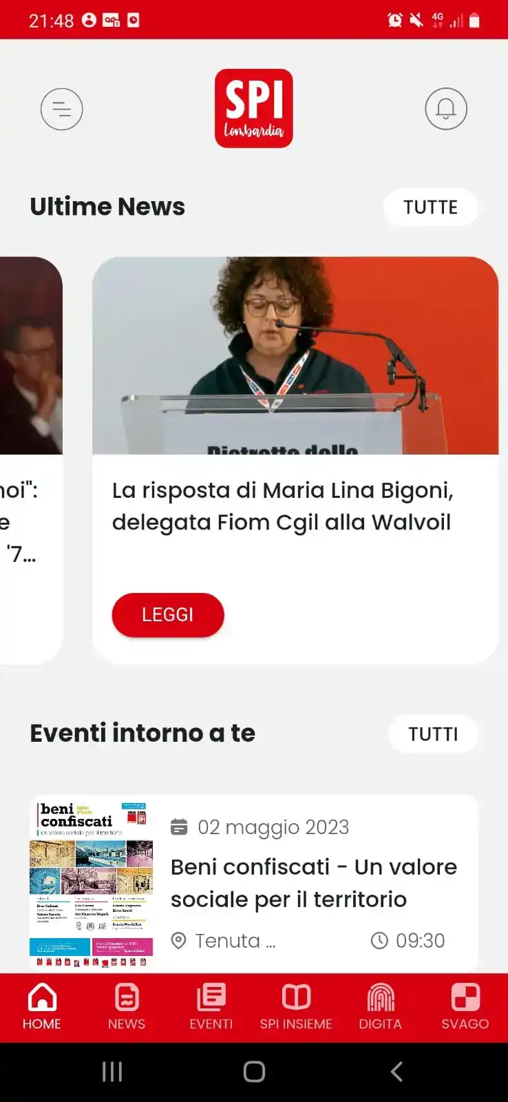 SPI Lombardia app shown on a phone