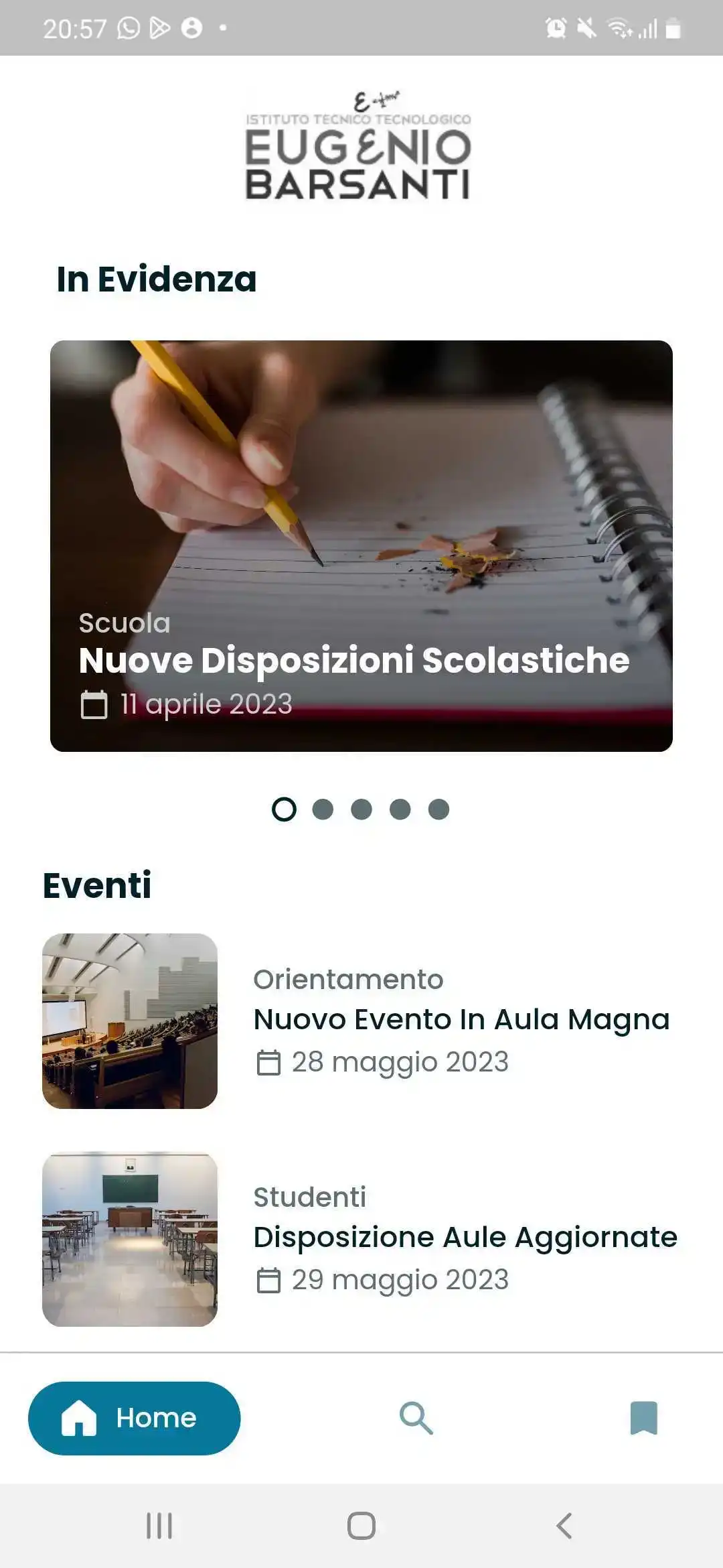 ITT Eugenio Barsanti school app shown on a phone